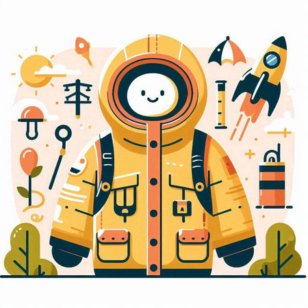 Astronaut in outer space. Flat style vector illustration on white background.のイラスト素材