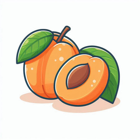 Apricot fruit isolated on white background. Vector flat illustration.のイラスト素材