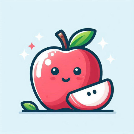 Cute apple character vector illustration. Cute apple fruit character.のイラスト素材