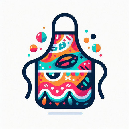 Apron with colorful pattern on the white background. Vector illustration.のイラスト素材