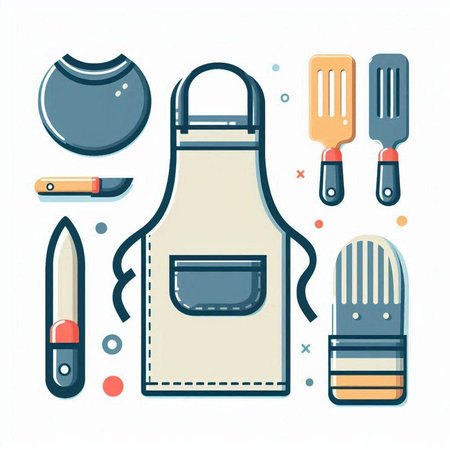 Kitchen tools and utensils. Vector illustration in flat styleのイラスト素材