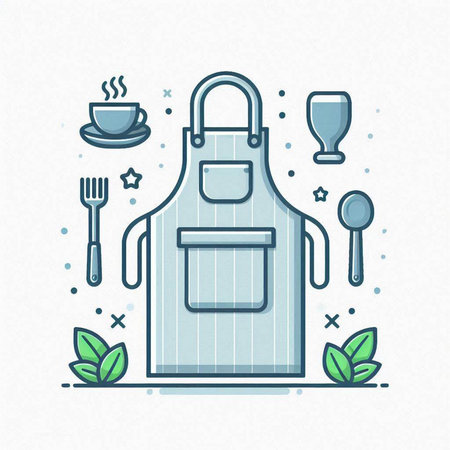 Kitchen utensils icon. Vector illustration in linear style.のイラスト素材