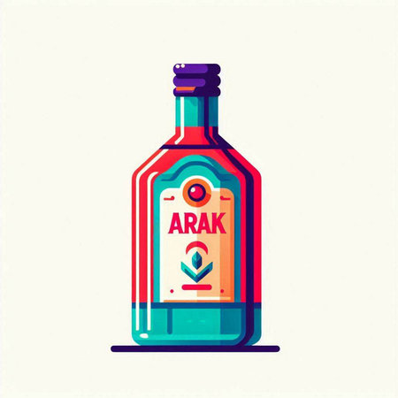 Alcoholic drink. Alcoholic beverage in a bottle. Vector illustration.のイラスト素材