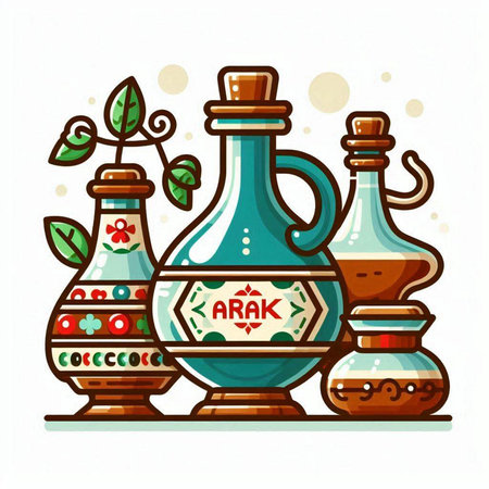 Ceramic vases with floral ornament. Hand drawn vector illustration.のイラスト素材