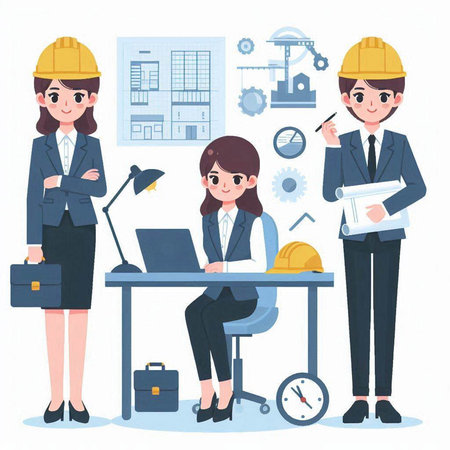 Business people working in the office. Business concept. Vector illustration.のイラスト素材