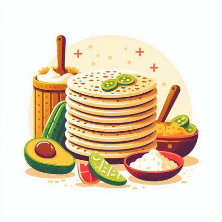 Mexican food. Vector illustration of mexican tortillas.のイラスト素材