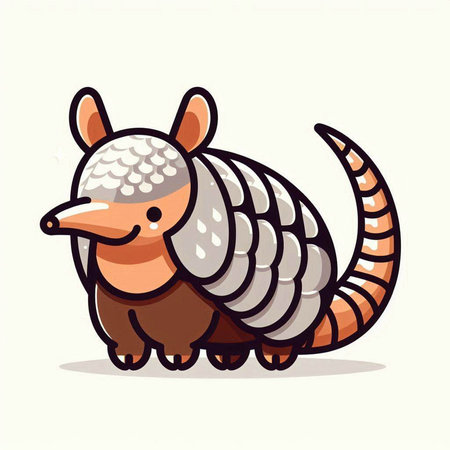 Cartoon cute armadillo isolated on white background. Vector illustration.のイラスト素材