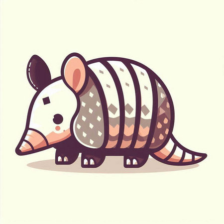Cartoon funny armadillo. Vector illustration on white background.のイラスト素材