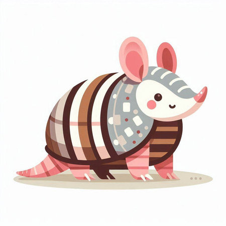 Cute cartoon little armadillo isolated on white background. Vector illustration.のイラスト素材