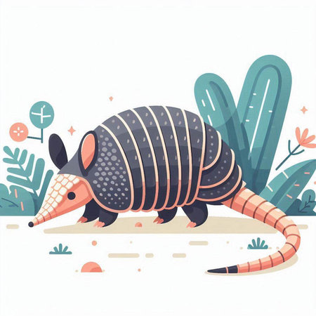 Armadillo in the desert. Cute cartoon vector illustration.のイラスト素材