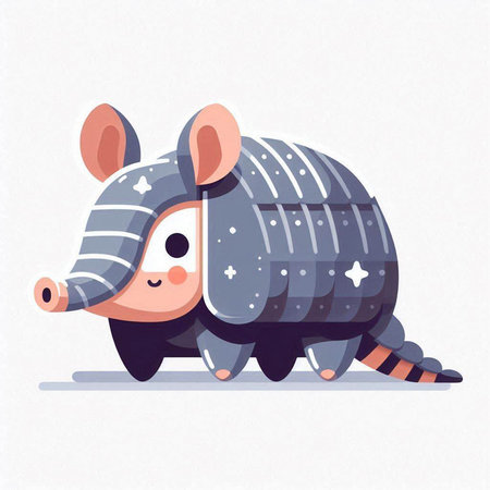 Cute little baby armadillo. Vector illustration in cartoon styleのイラスト素材