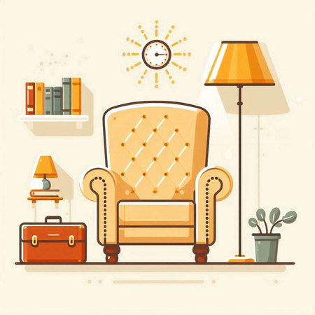 Comfortable armchair in living room. Vector illustration in flat styleのイラスト素材