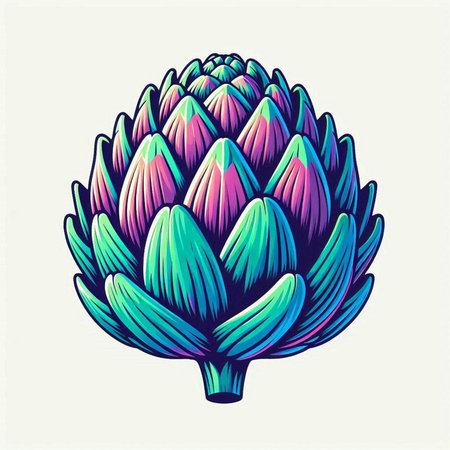 Artichoke vector illustration. Hand drawn artichoke flower.のイラスト素材