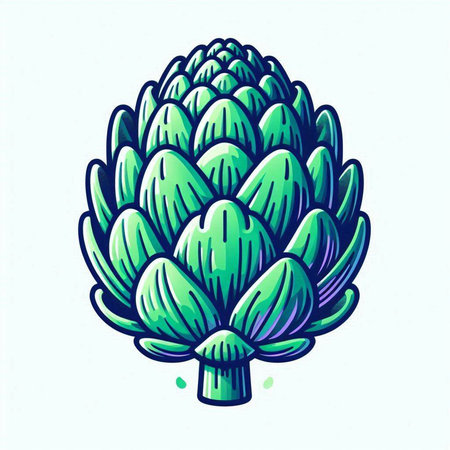 Artichoke on white background. Hand drawn vector illustration in cartoon style.のイラスト素材