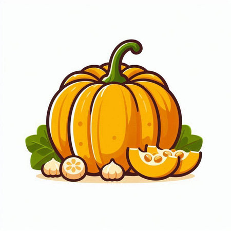 Pumpkin isolated on white background. Cartoon style. Vector illustration.のイラスト素材