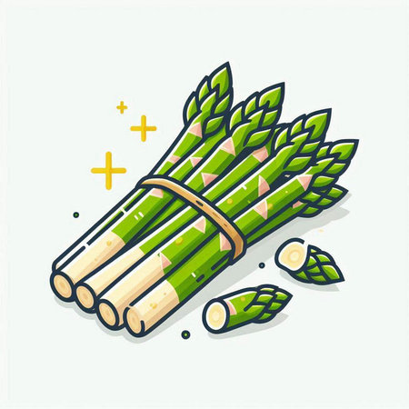 Bunch of green asparagus isolated on white background. Vector illustration.のイラスト素材