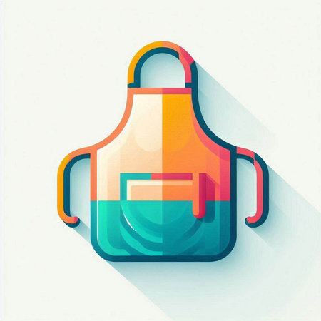 Kitchen apron icon, flat design. Long shadow style.のイラスト素材
