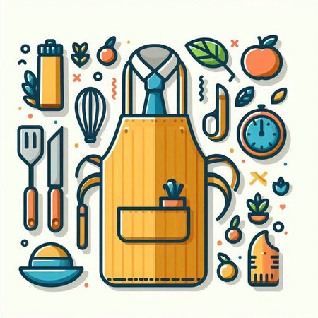 Kitchen utensils flat line icon. Vector illustration for web and mobile designのイラスト素材