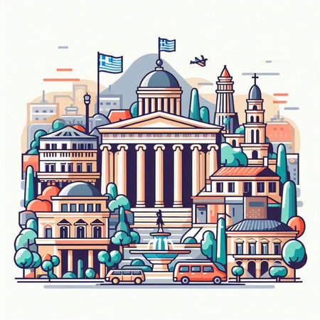Colorful vector illustration of the European Parliament in Budapest, Hungary.のイラスト素材
