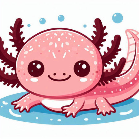 Cute pink octopus swimming in the sea, vector illustration.のイラスト素材