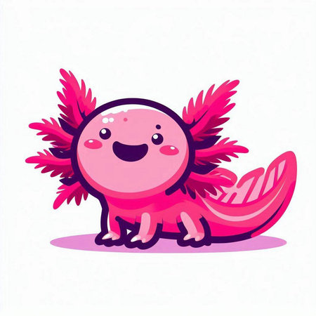 Cute pink dragon with wings on white background. Vector illustration.のイラスト素材