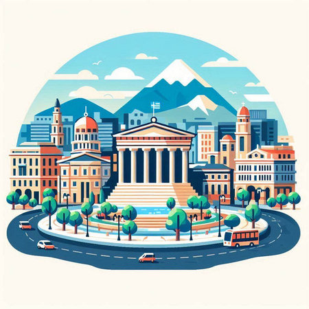 Flat design of the city of Athens, Greece. Vector illustrationのイラスト素材
