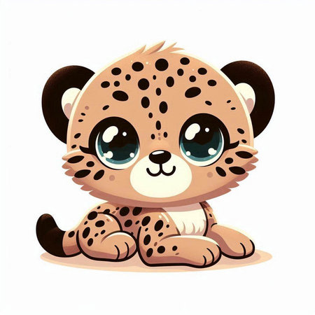 Cute cartoon baby cheetah isolated on white background. Vector illustration.のイラスト素材