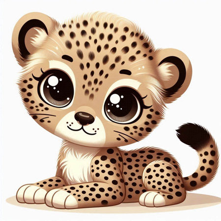 Cute cartoon cheetah on white background. Vector illustration.のイラスト素材
