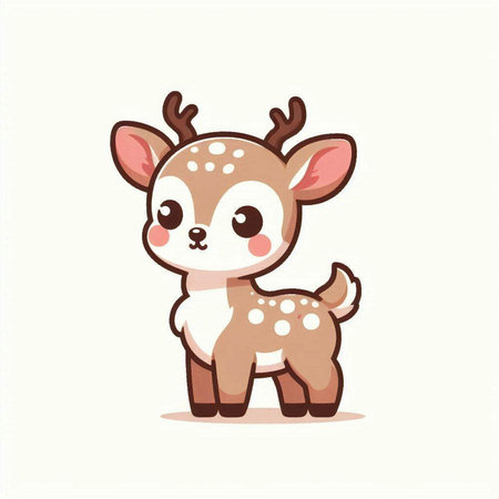 Cute little deer cartoon character. Vector illustration on white background.のイラスト素材
