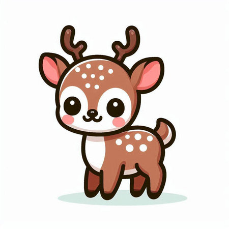 Cute cartoon deer isolated on a white background. Vector illustration.のイラスト素材