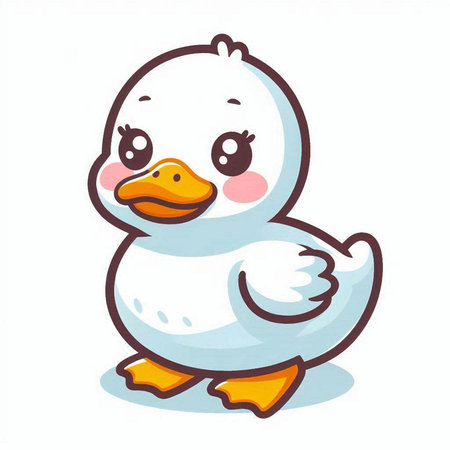 Cute cartoon baby duck isolated on white background. Vector illustration.のイラスト素材