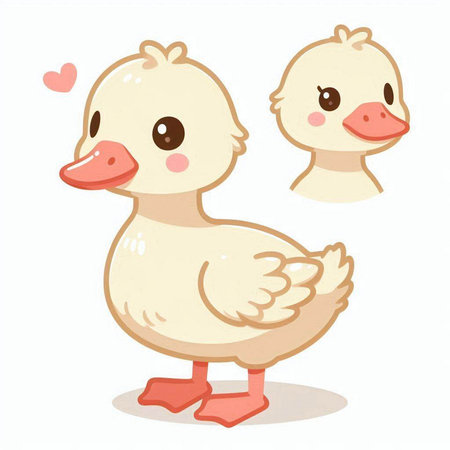 Cute cartoon duckling. Vector illustration isolated on white background.のイラスト素材