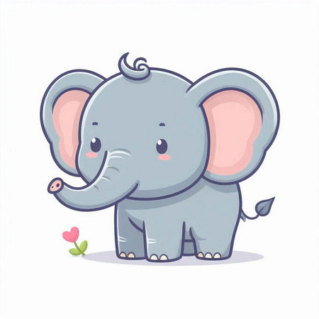 Cute cartoon elephant. Vector illustration isolated on a white background.のイラスト素材