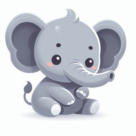 cute cartoon elephant sitting on a white background. vector illustration.のイラスト素材