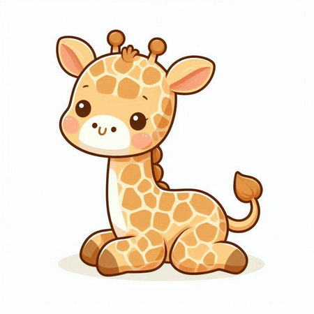 Cute cartoon giraffe. Vector illustration isolated on white background.のイラスト素材
