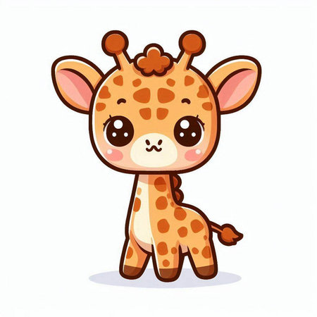 Cute baby giraffe isolated on white background. Vector illustration.のイラスト素材