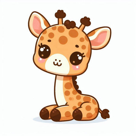 Cute giraffe isolated on white background. Vector cartoon illustration.のイラスト素材