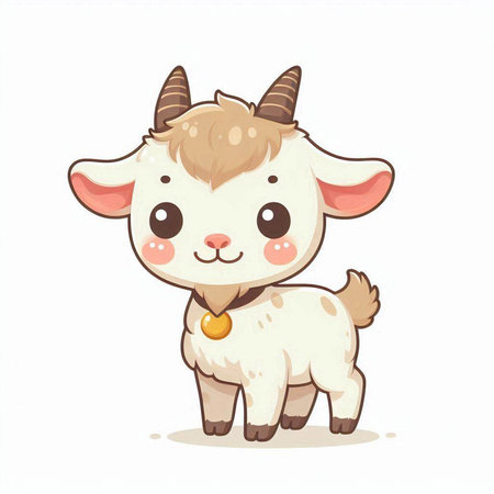 Cute cartoon goat. Vector illustration isolated on a white background.のイラスト素材