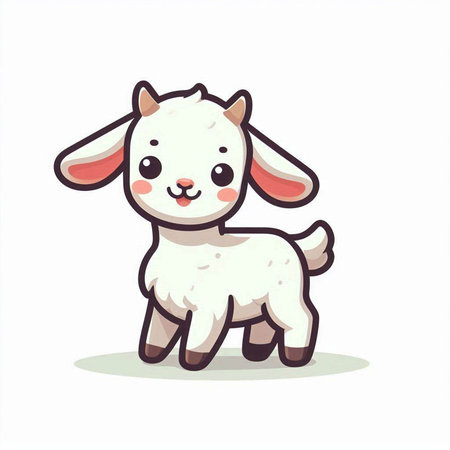 Cute cartoon goat. Vector illustration isolated on a white background.のイラスト素材