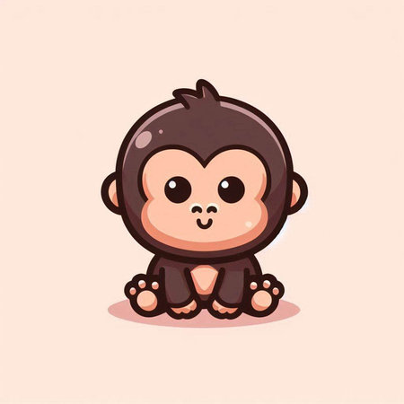 Cute monkey cartoon vector illustration. Cute monkey character design.のイラスト素材