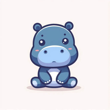 Cute hippopotamus. Vector illustration, isolated on white background.のイラスト素材