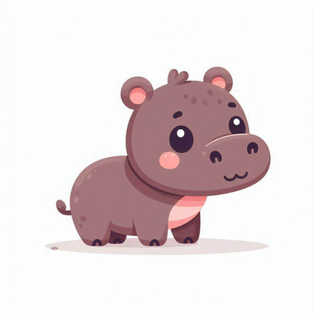 Cute cartoon hippopotamus. Vector illustration on white background.のイラスト素材