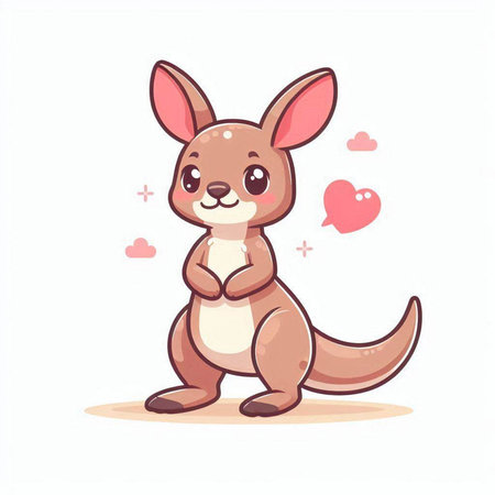Kangaroo cartoon character. Cute kangaroo vector illustrationのイラスト素材