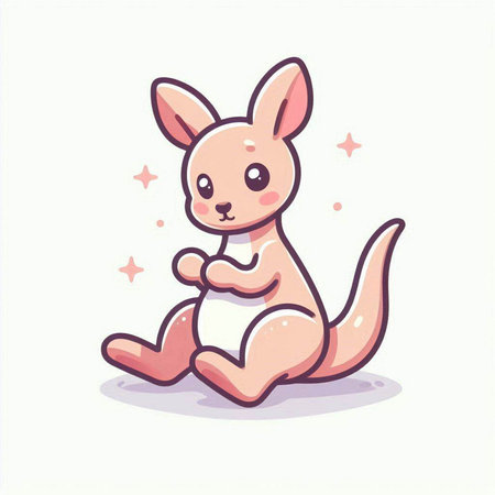 Cute kangaroo isolated on white background. Vector illustration.のイラスト素材