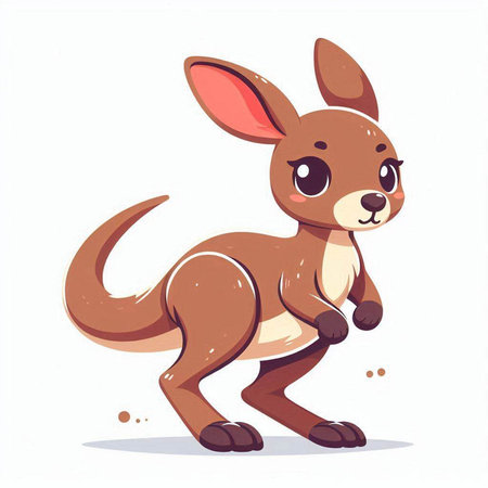 Kangaroo. Cute cartoon kangaroo. Vector illustration.のイラスト素材