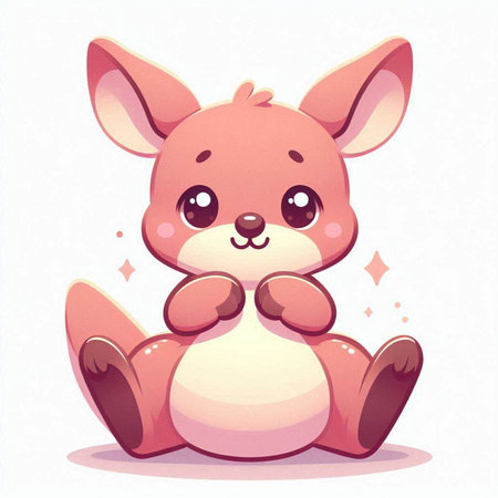 Cute kawaii baby kangaroo. Vector illustration.のイラスト素材