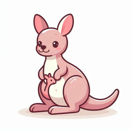 Kangaroo. Cute cartoon kangaroo. Vector illustration.のイラスト素材