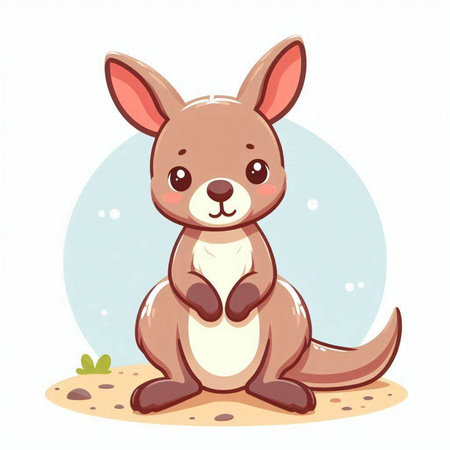 Cute kangaroo sitting on the sand. Vector illustration.のイラスト素材