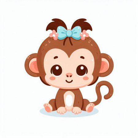 Cute cartoon monkey. Vector illustration isolated on a white background.のイラスト素材