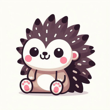 Cute cartoon hedgehog. Vector illustration isolated on white background.のイラスト素材